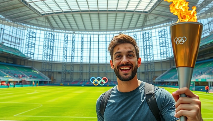 Excited man with torch and scaffold in stadium, Domestic & Commercial Scaffolding.