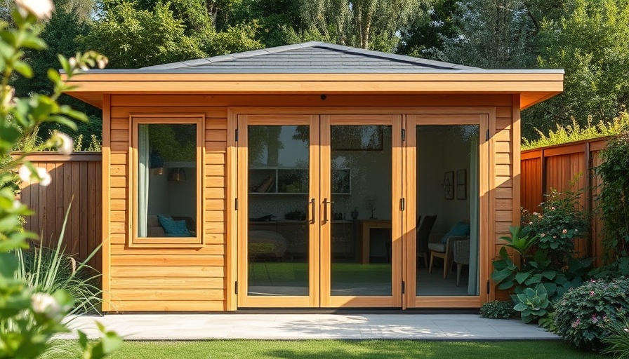 Modern garden building installation with bi-fold doors.
