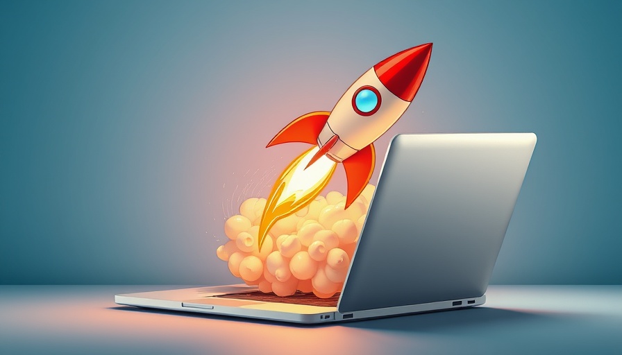 Rocket launching from laptop symbolizing SEO experts enhancing online presence.