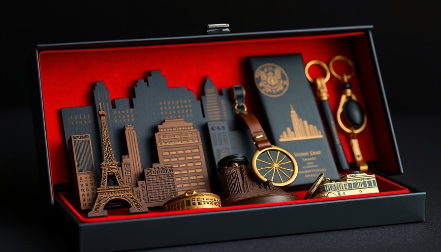 Luxury city-themed wooden gift sets with artistic designs in a box.