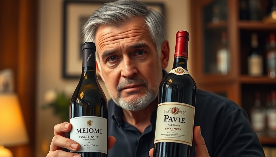 Man with controversial wines in dim light