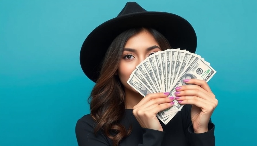 Confident woman holding money on blue background, How to Get Paid Immediately with Zoho.