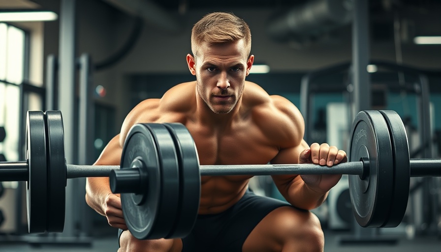 Quad-focused leg day exercises with man doing front squat in gym.