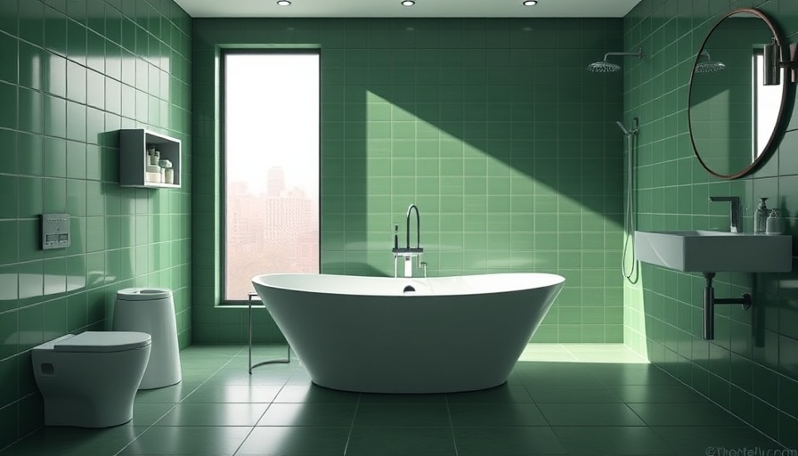 Modern bathroom design with green tiles and white tub emphasizing loft conversion planning permission.