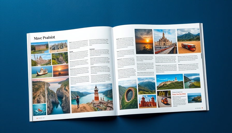 Dynamic magazine layout for social media cover image design showcasing travel themes.