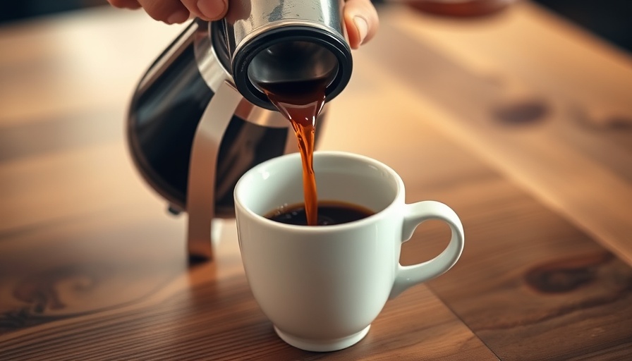 French press coffee being poured into a cup, highlighting coffee consumption during pregnancy.