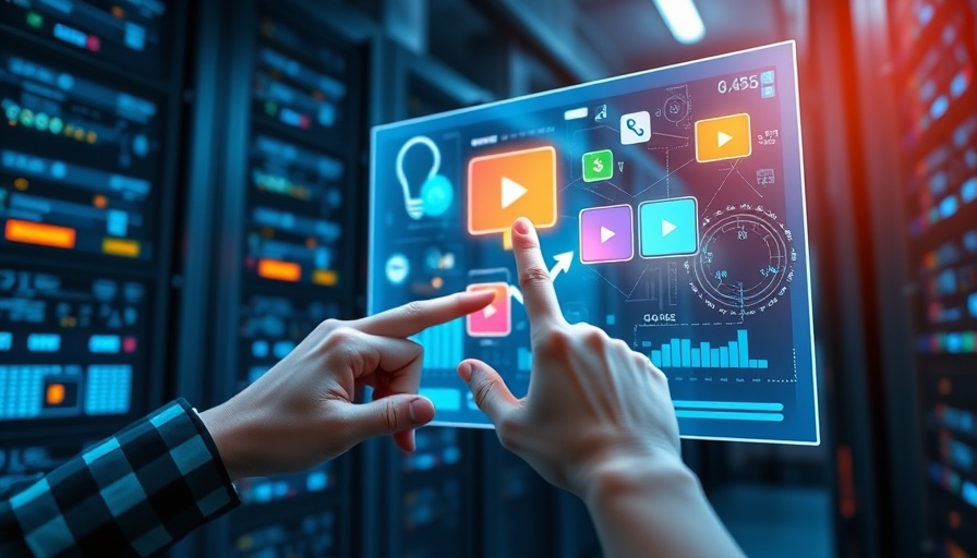 Futuristic digital advertising interface in a data center, promoting immediate traffic digital advertising.