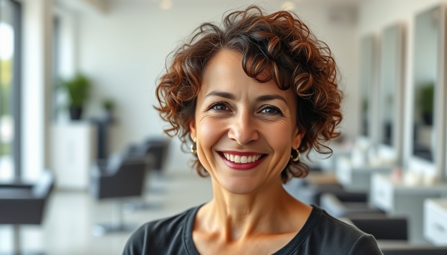 Confident woman in a salon showcasing no-fuss haircut for women over 50.