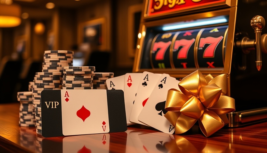 Luxurious casino with VIP card, chips, and aces, VIP casino bonuses.