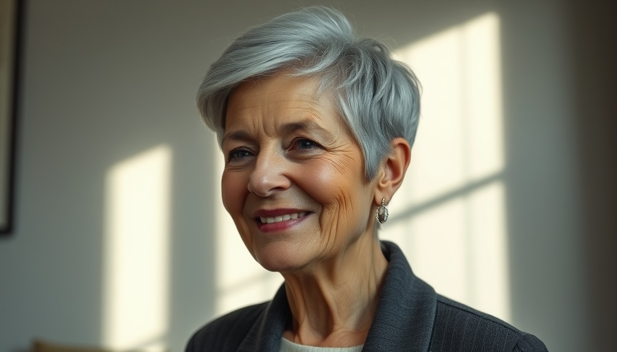 Elegant salt and pepper hairstyle for women over 70.
