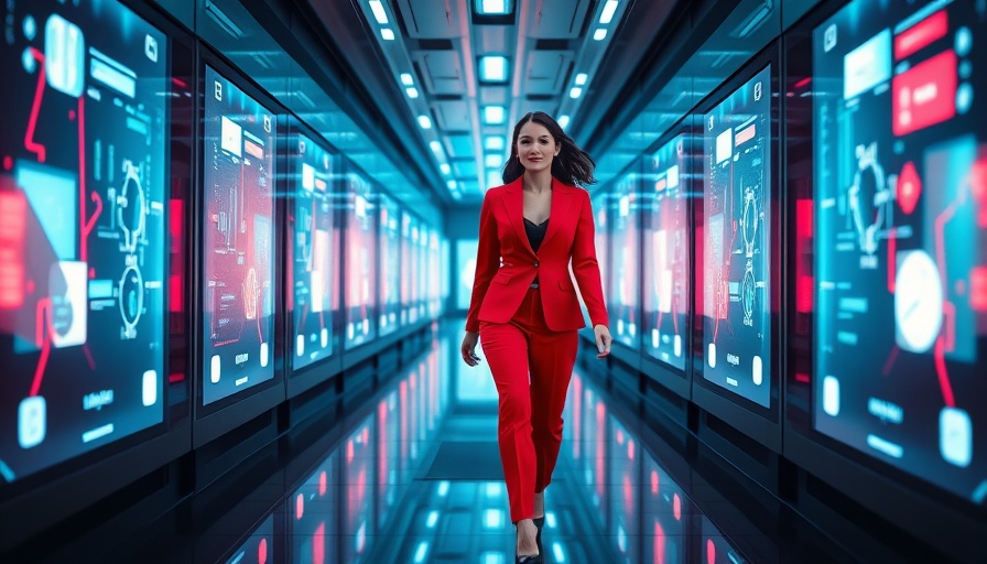 Futuristic businesswoman in a digital world, AI marketing strategies for business growth.