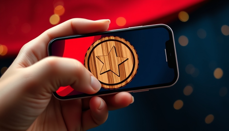 Affiliate marketing award displayed on smartphone in vibrant setting.
