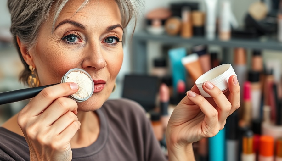 Makeup tutorials for mature skin: woman demonstrating application.