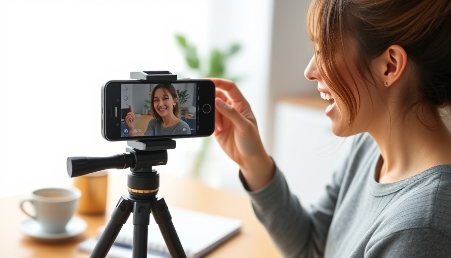 Woman creating an effective massage marketing video with smartphone.