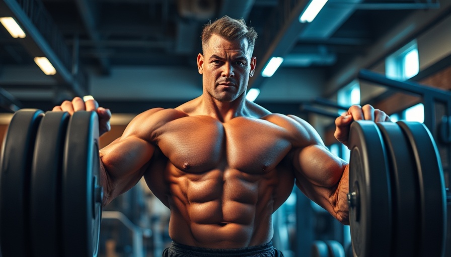 Muscular man focused on Arnold split workout in a gym setting
