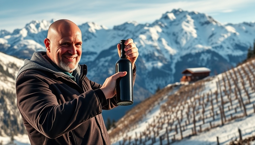 Extreme vineyards' wines showcased in a playful mountain vineyard scene.