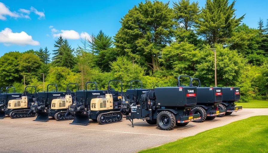 Yanmar's compact equipment launch against a lush, scenic background.