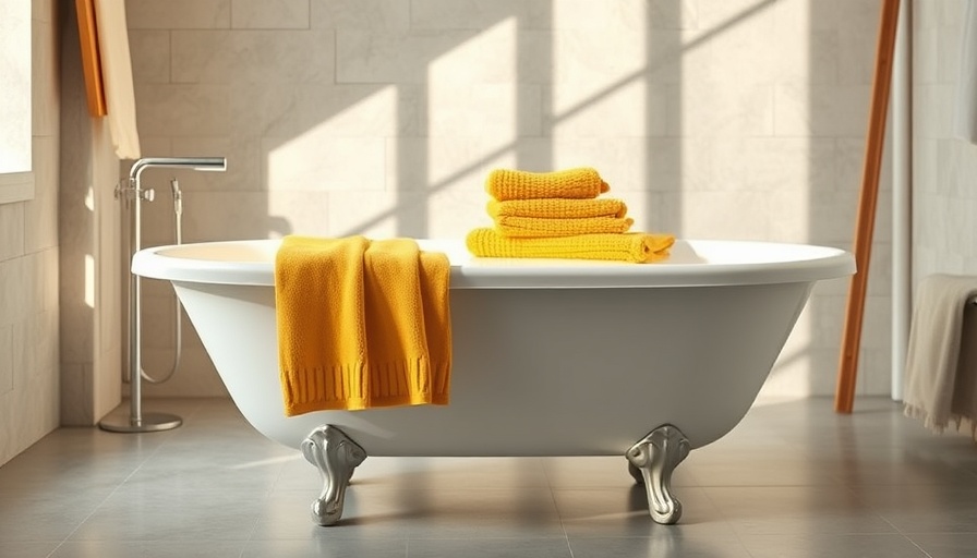 Elegant soft yellow cotton towels in a serene modern bathroom.