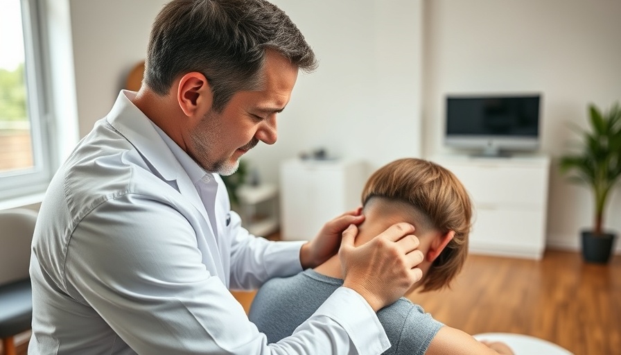 Chiropractor treating patient's neck in modern clinic.