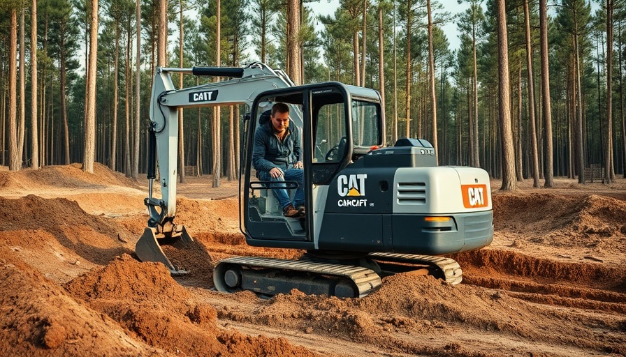 Equipment theft prevention: Excavator at construction site.
