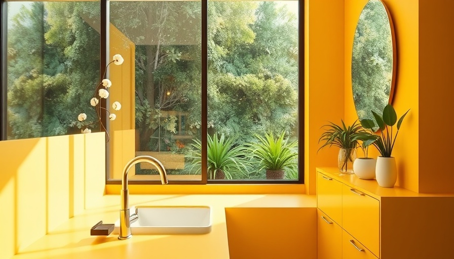 Bright yellow bathroom with window view designed by House Extension Design and Build Company