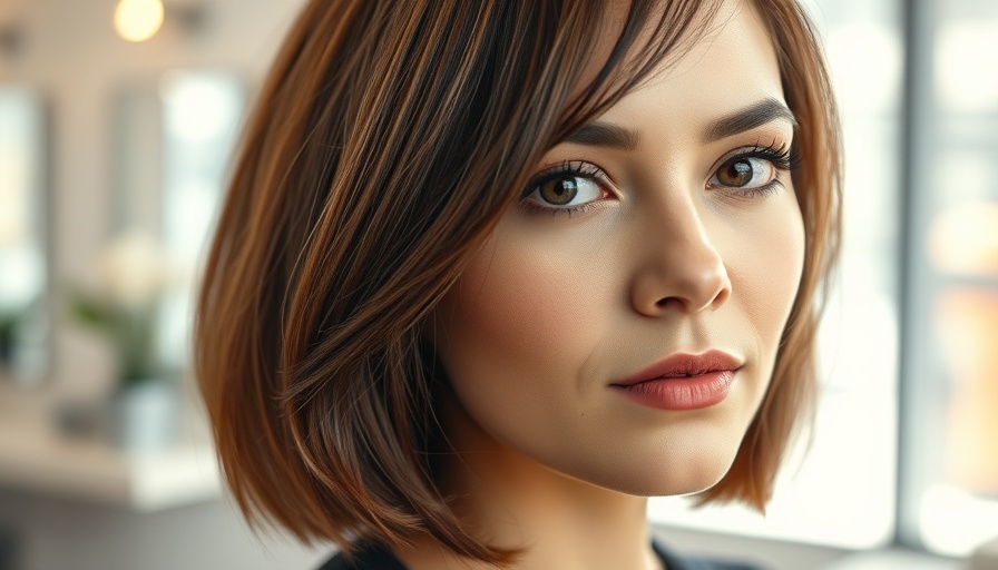 Before and after swooping bob haircut transformation, close-up.