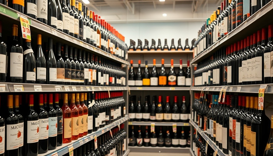 Various wine bottles on store shelves, highlighting diverse selection.
