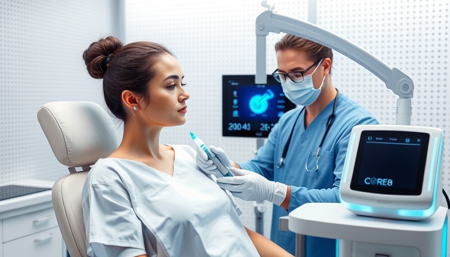 Modern setup with a professional using the Custom CORE 8D Laser platform on a female client.