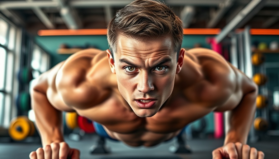 Focused young man exercising in gym, illustrating skinny fat body type.