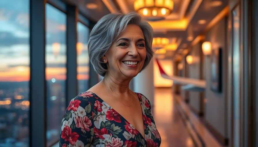 Elegant mature woman in floral dress enjoying National Fierce Aging Day.