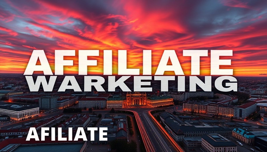 Affiliate marketing event in Riga cityscape during sunset.