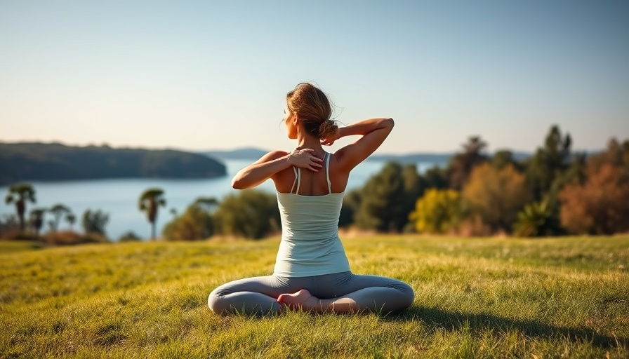 Woman practicing 8-minute morning yoga miracle stretch outdoors.