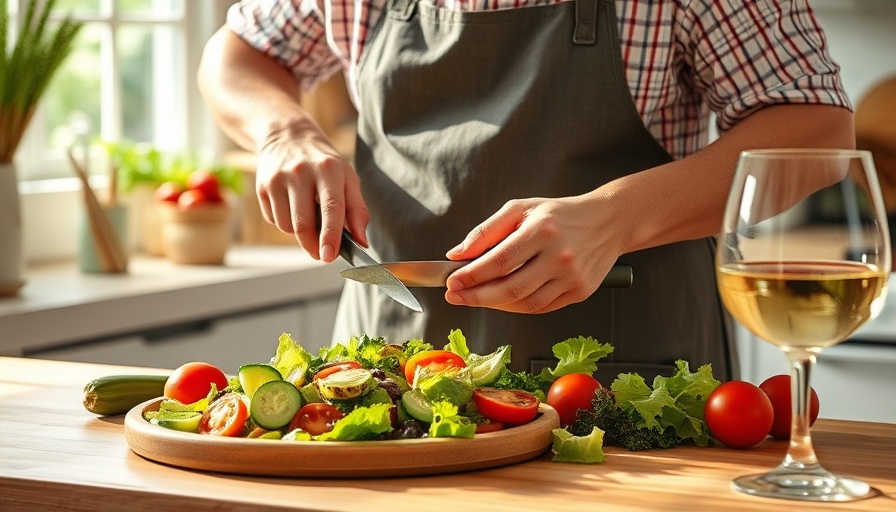 Preparing healthy salad to manage hunger through diet.
