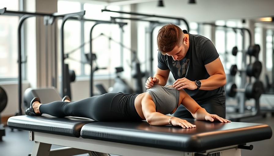 IT band syndrome relief therapy session in a gym environment.