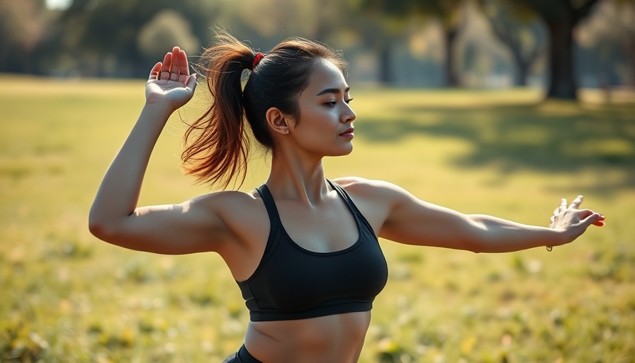 Person practicing daily morning yoga routine outdoors.