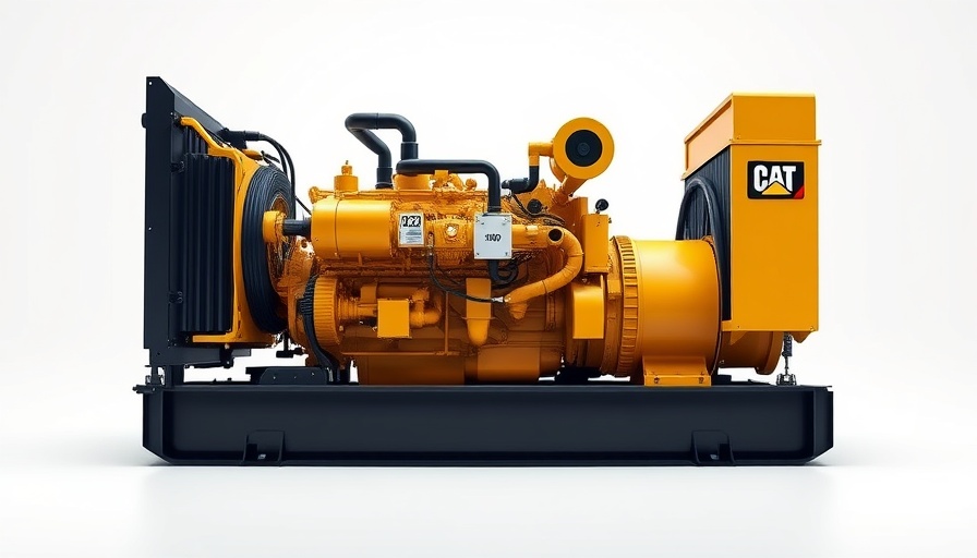Caterpillar 1.5 MW D1500 diesel generator in a sleek studio setting.