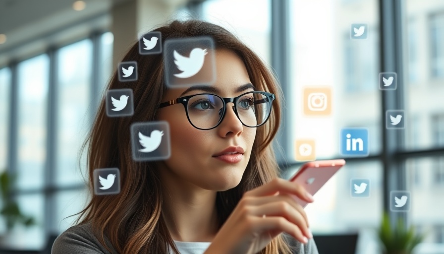 Woman exploring marketing on tablet with social icons.