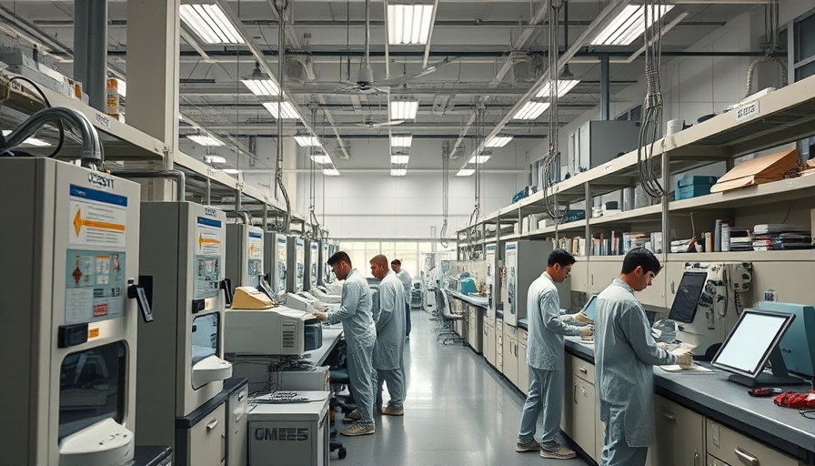 Modern lab scene with roof testing processes underway.