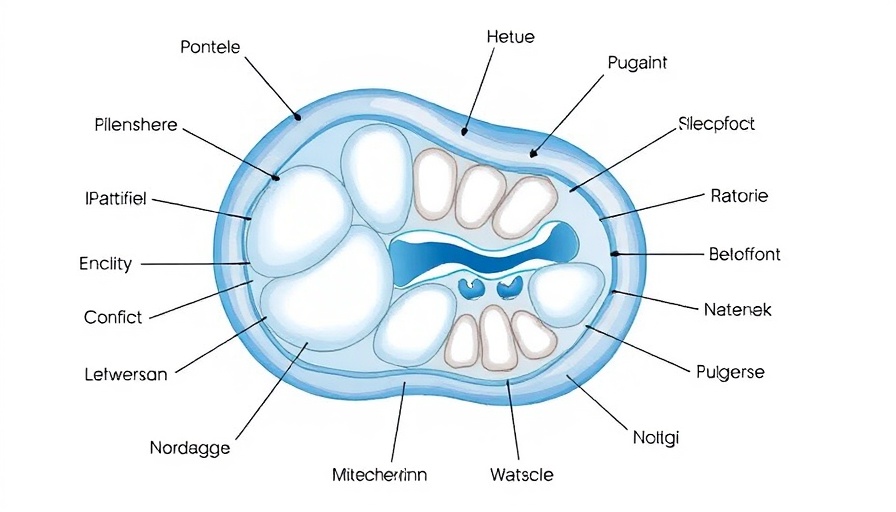 Simple diagram of a mitochondrion labeled for educational purposes.