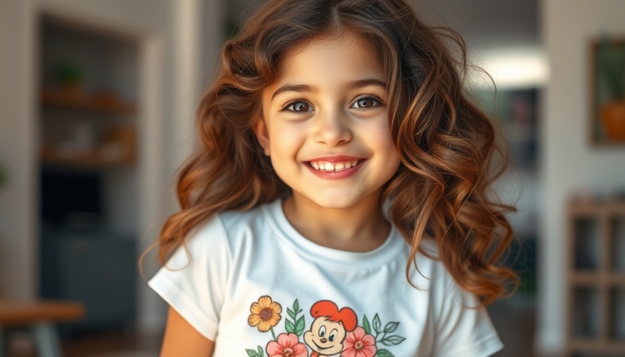 Trendy kids hairstyles showcased by a smiling young girl with wavy hair.