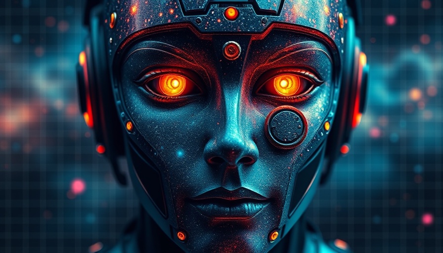 AI marketing strategies for business growth depicted with a galaxy-themed robotic face.