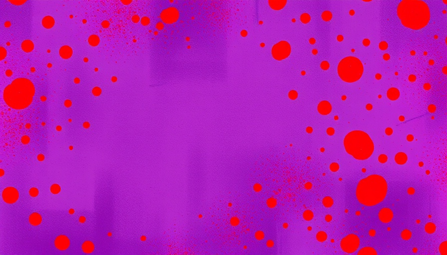 Vibrant red spot pattern on a purple grunge texture for social media headers.