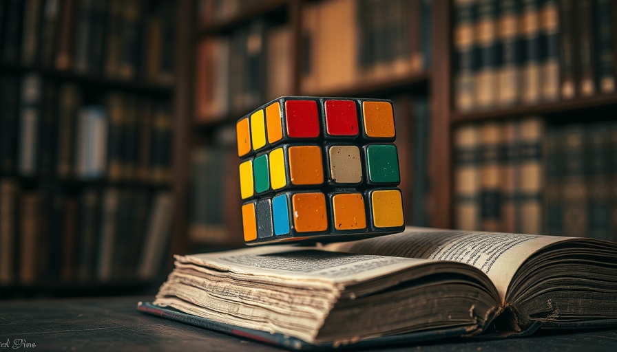 Rubik's Cube on a book in a library with Schema Markup context.