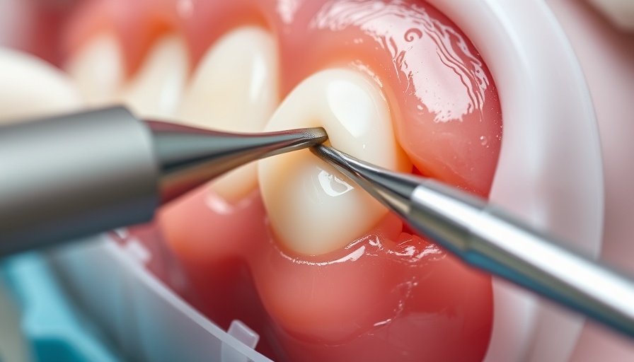 Close-up of composite veneer dentistry procedure.
