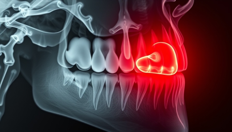 X-ray showing impacted wisdom tooth risks.