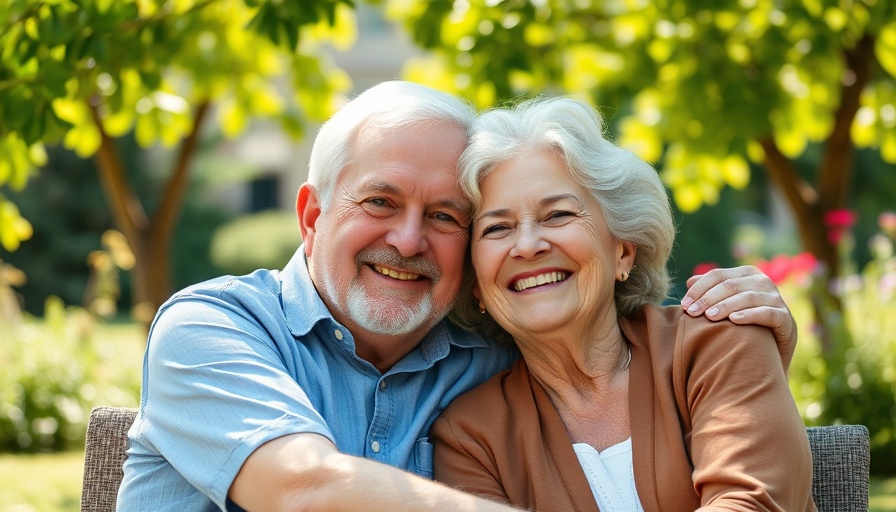 Cheerful older couple outdoors highlighting dental hybrid bridges.