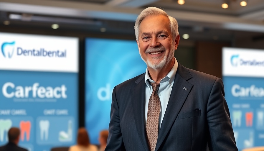 Professional man at a dental conference promoting Legally Mine asset protection services.