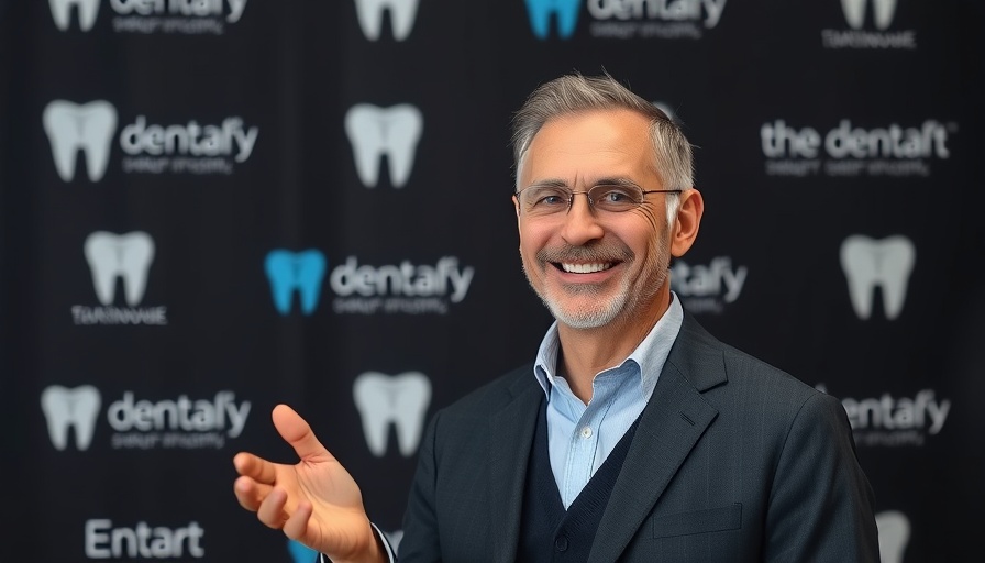 Professional man at dental event discussing G-ænial A’CHORD composite.