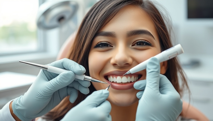 Teeth whitening near me: woman receiving dental checkup.