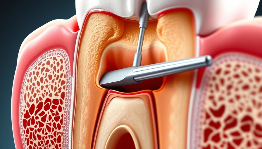 Cross-section tooth illustration showing root canal dental procedure